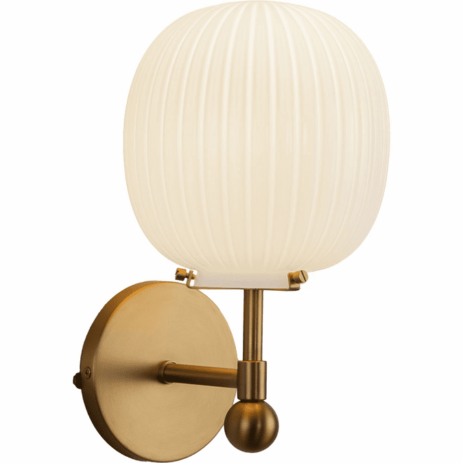 Alora Mood WV579107BGGR Cherise 1 Light 6.75 inch Opal Glass Bath Vanity Wall Light Brushed Gold and Glossy Ribbed Finish