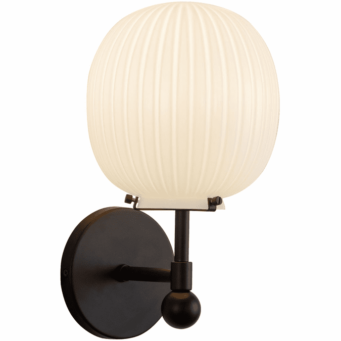 Alora Mood WV579107MBGR Cherise 1 Light 6.75 inch Opal Glass Bath Vanity Wall Light Matte Black and Glossy Ribbed Finish