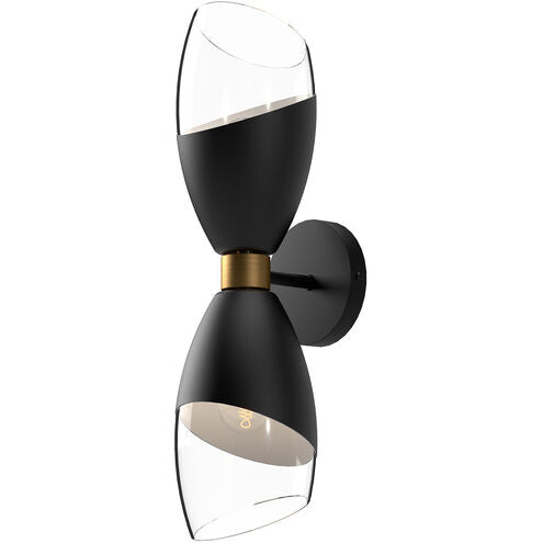 Alora Mood WV587224MBCL Capri 2 Light 5.25 inch Bath Vanity Wall Light Matte Black Finish