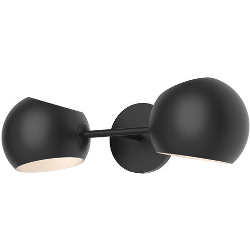 Alora Mood WV648217MB Willow 2 Light 16.75 inch Bath Vanity Wall Light Matte Black Finish