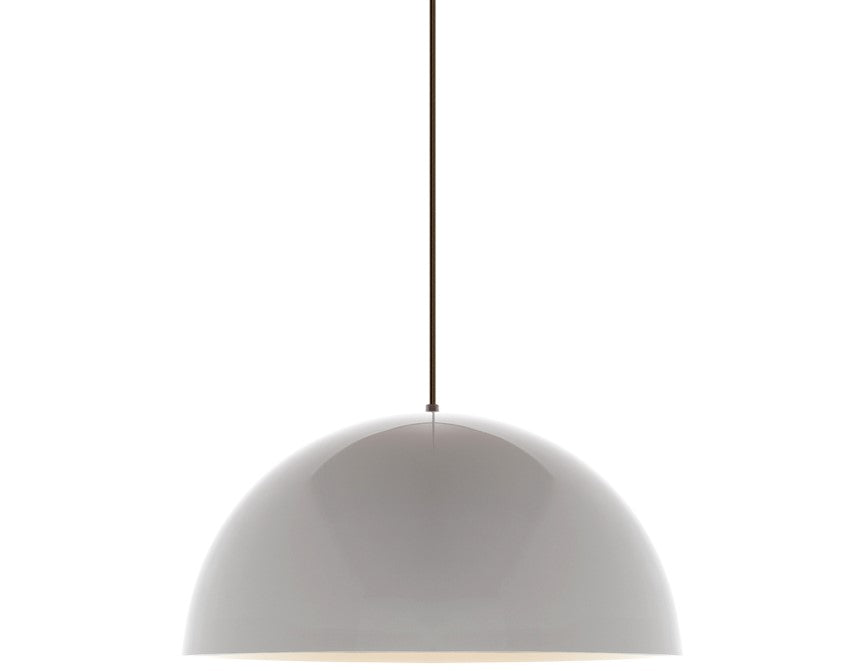Visual Comfort Architectural 700TDPSP24WWB-LED830 Modern 24" Powell Street 1-lt LED Line Voltage Pendant Light - 120V - CCT :3000K - Color: Gloss White/ White - Finish: Black