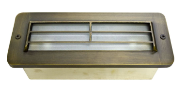 Dabmar Lighting LV632-L5-64K-WBS Brass Louvred Step Light G4 LED, Voltage 12V, Wattage 3W, Color Temperature 6400K, Weathered Brass Finish