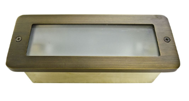Dabmar Lighting LV630-L5-64K-WBS Brass Open Face Step Light 2X G4 LED, Wattage 3W, Voltage 12V, Color Temperature 6400K, Weathered Brass Finish