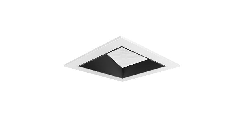 Visual Comfort Architectural ENCL3SRF-L15930WI-B-W Modern Entra CL 3" Square Wall Wash Flanged IC Airtight Trim / Remodel Housing - CCT: 3000K - 15W - Reflector Finish: Black- Trim Finish: White