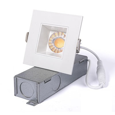 2" LED Square Canless LED Recessed Downlight, Selectable 3CCT - White Finish