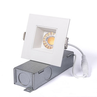 2" LED Square Baffle Canless LED Recessed Downlight, Selectable 3CCT - White Finish