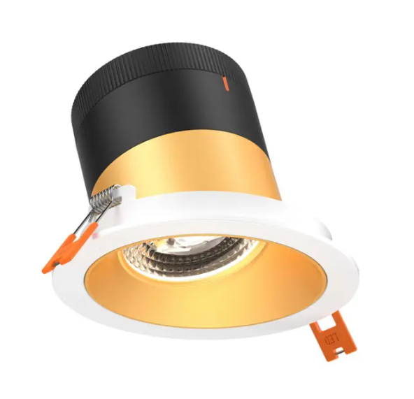 Dals Lighting RC03-CC-60-SLGD-TWH Versa 3" Gold Modular Downlight, Slope Ceiling 60 degree Beam Angle Wattage & CCT Selectable - White Trim