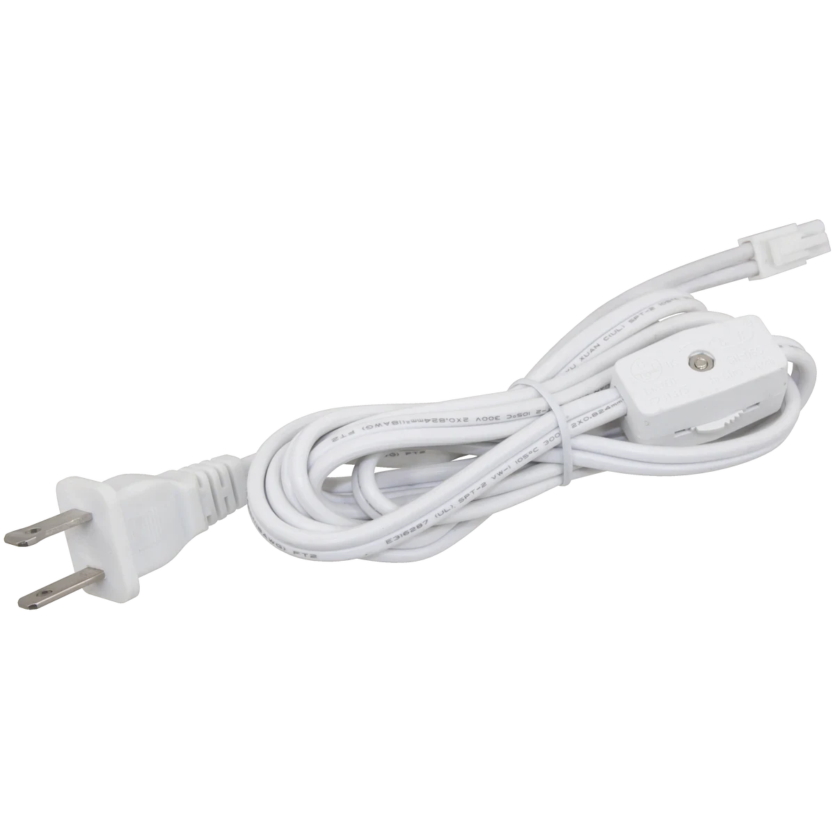 American Lighting ALLVP-PC6-WH 6' Power Cord With Roller Switch - White