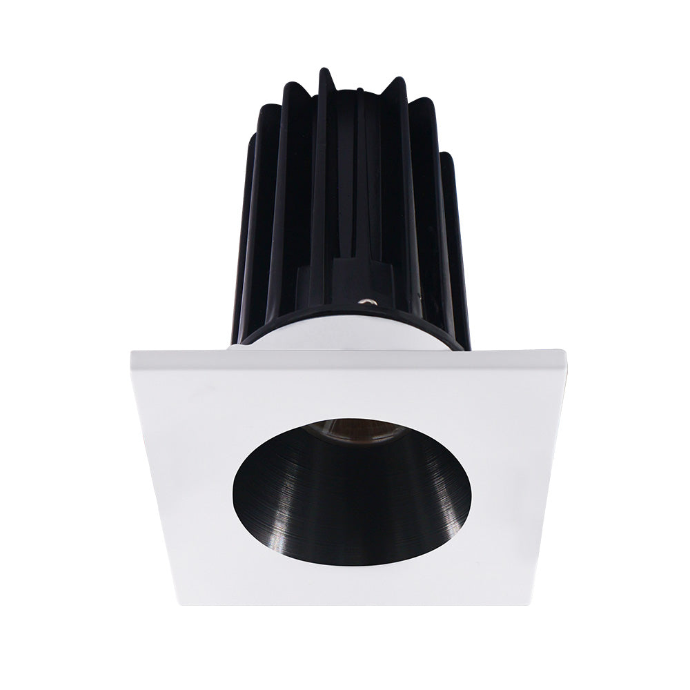 Lotus LED Lights LED-2-S8W2-30K-2RRBK-2STWH-60D 2" Recessed LED 8W Designer Series, 600 Lumens, CCT 3000K, Black Reflector, Square White Trim, 60° Beam Angle