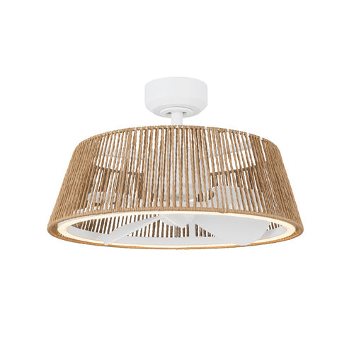Kuzco Lighting CF41424-WH/BR-5CCT Isla 23.13 inch White and Braided Rope Ceiling Fan