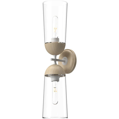 Alora Mood WV542226WHWK Emil 2 Light 5 inch White and Walnut Bath Vanity Light Wall Light