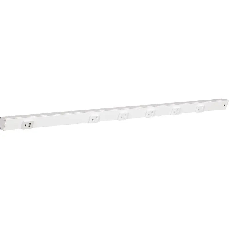 Task Lighting APTUL36-6WWT 36" Slim Angled Power Strip - Right Wire Entry - 5 White Receptacle - Left Side USB-A/C - 120V - Finish: White
