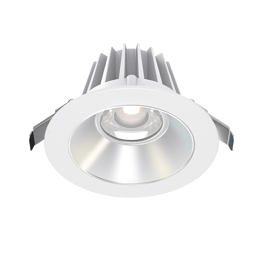 Lotus LED Lights JXL-COB04-R15W-5CCT-WH-4RR-SM-AZ 4" Round Recessed LED Downlight - 15W 5CCT (2700K-5000K), TRIAC Dimmable, White Trim/Alzak Reflector, Airtight, ETL-Certified for Insulated/Damp Ceilings