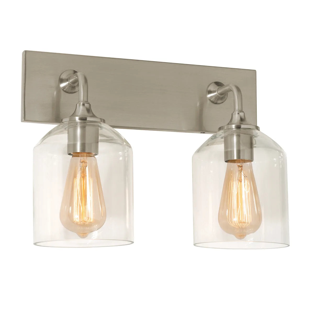 AFX Lighting WMMV1511MBSN 15-in 60W LED William Vanity Wall Light, 2-Light, E26, Nickel