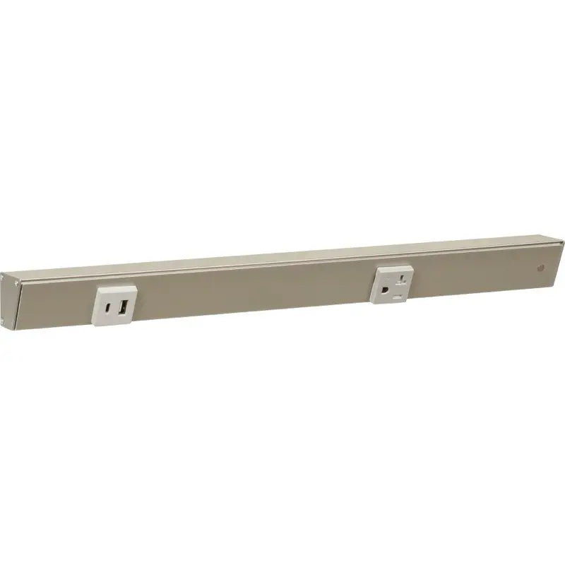 Task Lighting APTUL18-2GSN 18" Slim Angled Power Strip - Right Wire Entry - 1 Grey Receptacle - Left Side USB-A/C - 120V - Finish: Satin Nickel