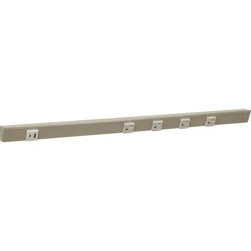 Task Lighting APTUL30-5GSN 30" Slim Angled Power Strip - Right Wire Entry - 4 Grey Receptacle - Left Side USB-A/C - 120V - Finish: Satin Nickel