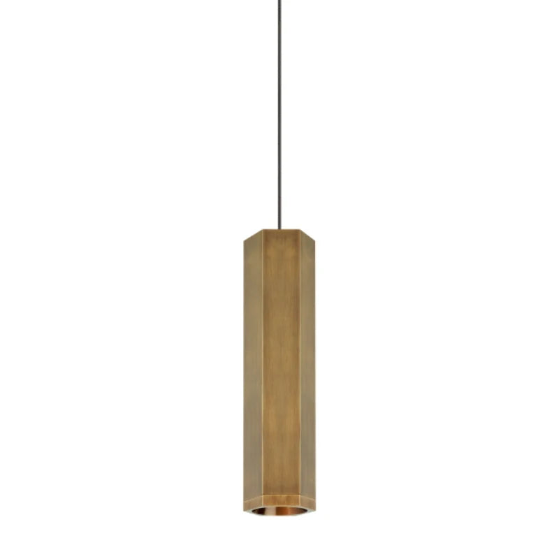 Visual Comfort Architectural 700MOBLKSBS-LED930 Blok Small 8W, 3000K LED Pendant Matte Black/Satin Nickel Finish
