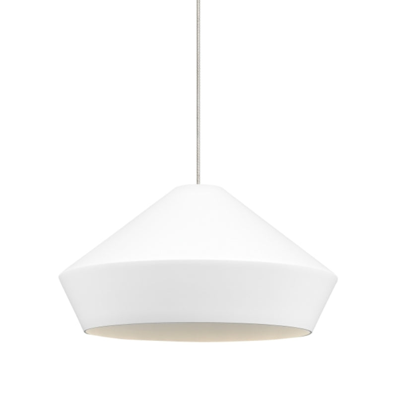 Visual Comfort Architectural 700MPBMLWS-LEDS930 Brummel 11" LED Monopoint Pendant - Satin Nickel - Matte White - 6W 3000K - 275 Lumens - CRI 90 - 12V - Dimmable