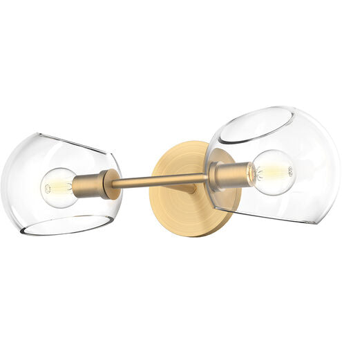 Alora Mood WV548217BGCL Willow 2 Light 16.75 inch Brushed Gold Bath Vanity Light Wall Light in Clear Glass