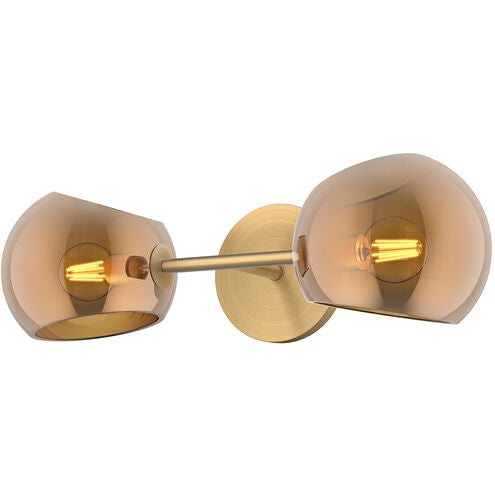 Alora Mood WV548217BGCP Willow 2 Light 16.75 inch Brushed Gold Bath Vanity Light Wall Light in Copper Glass