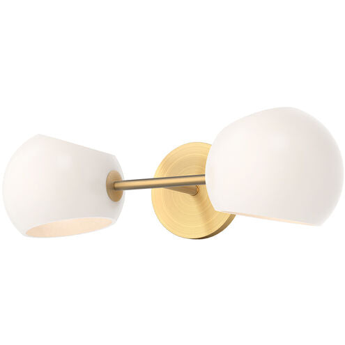 Alora Mood WV548217BGOP Willow 2 Light 16.75 inch Brushed Gold Bath Vanity Light Wall Light in Opal Glass