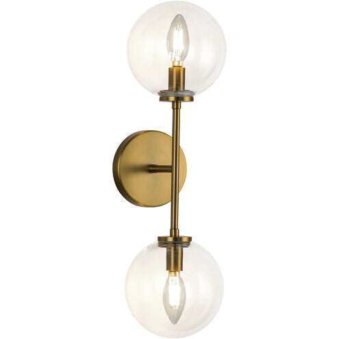 Alora Mood WV549220AGCL Cassia 2 Light 6 inch Bath Vanity Wall Light in Clear Glass Shade Aged Gold Finish