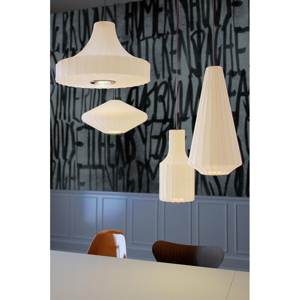 Maxim Lighting 12190WTPC Cocoon Collection Pendants Displayed in a Contemporary Dining Room Setting