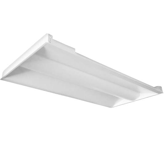 Eiko VOL24/PS50/835/HD-EM18W Mod Volumetric LED Troffer Light 2x4 PowerSet 50/40/32W 80CRI 3500K 4,000/5,000/6,250lm 120-347V 0-10V Dimming with 18W Emergency Battery