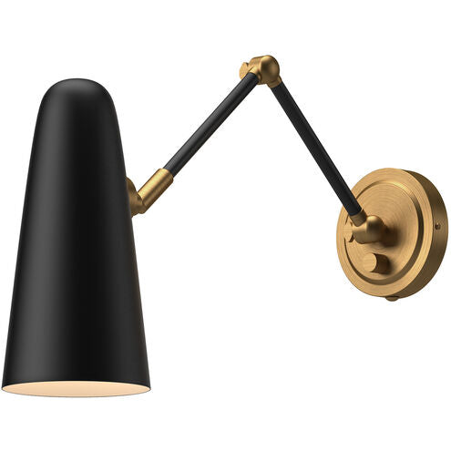 Alora Mood WV578925MBAG Daniel 1 Light 5 inch Bath Vanity Wall Light Aged Gold and Matte Black Finish