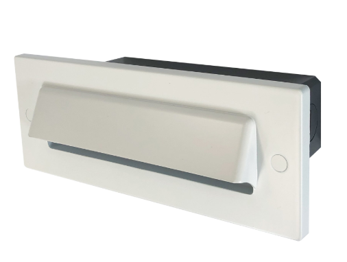 NORA Lighting NSW-843/SCW Brick Die-Cast LED Step Light w/ Horizontal Shroud Face Plate, Multi-Color Temperature, White Finish