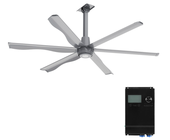 Carro USA CDC-086S-030-120 Zenon Contemporary 8' Neodymium Magnet Direct-Drive Motor Commercial Ceiling Fan w/ Controller, Silver Gray Finish