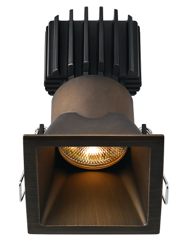Lotus LED Lights L3F-SDT-BR-LB36-3K98 Tangra 3" Fixed Square Deep Regressed Thin Bronze Trim, Lens Black, Beam Angle 36°, Color Temperature 30K, CRI98