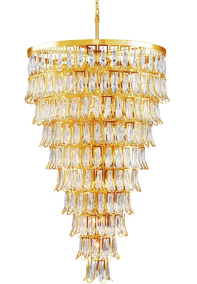 SDQ Lighting PD37745WG Queue de Faisan 35" LED Chandelier Light, Wattage 1800W, Warm Gold / Clear Crystal Finish