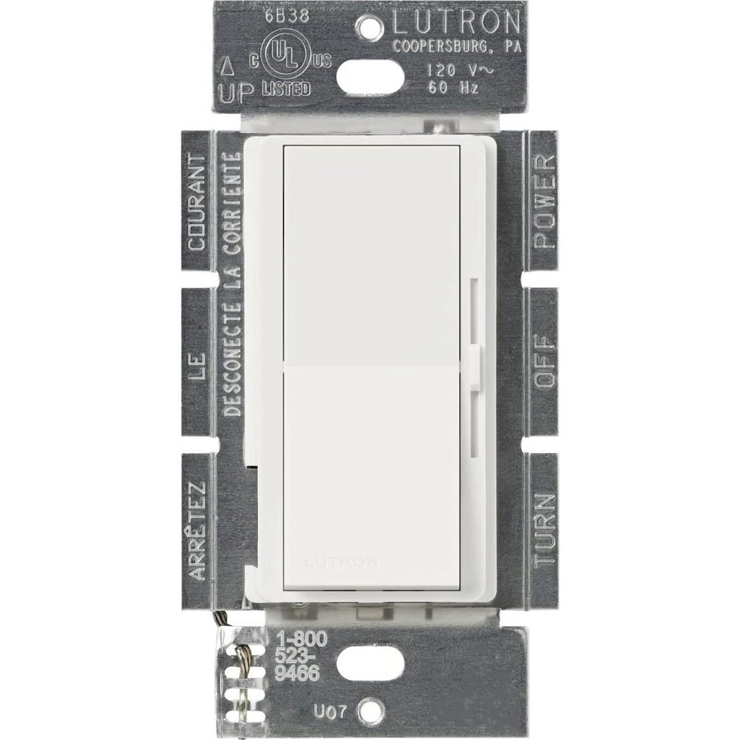 Lutron DV-103PH-WH Diva Dimmer Switch 1000W 120V White Single Pole 3 Way