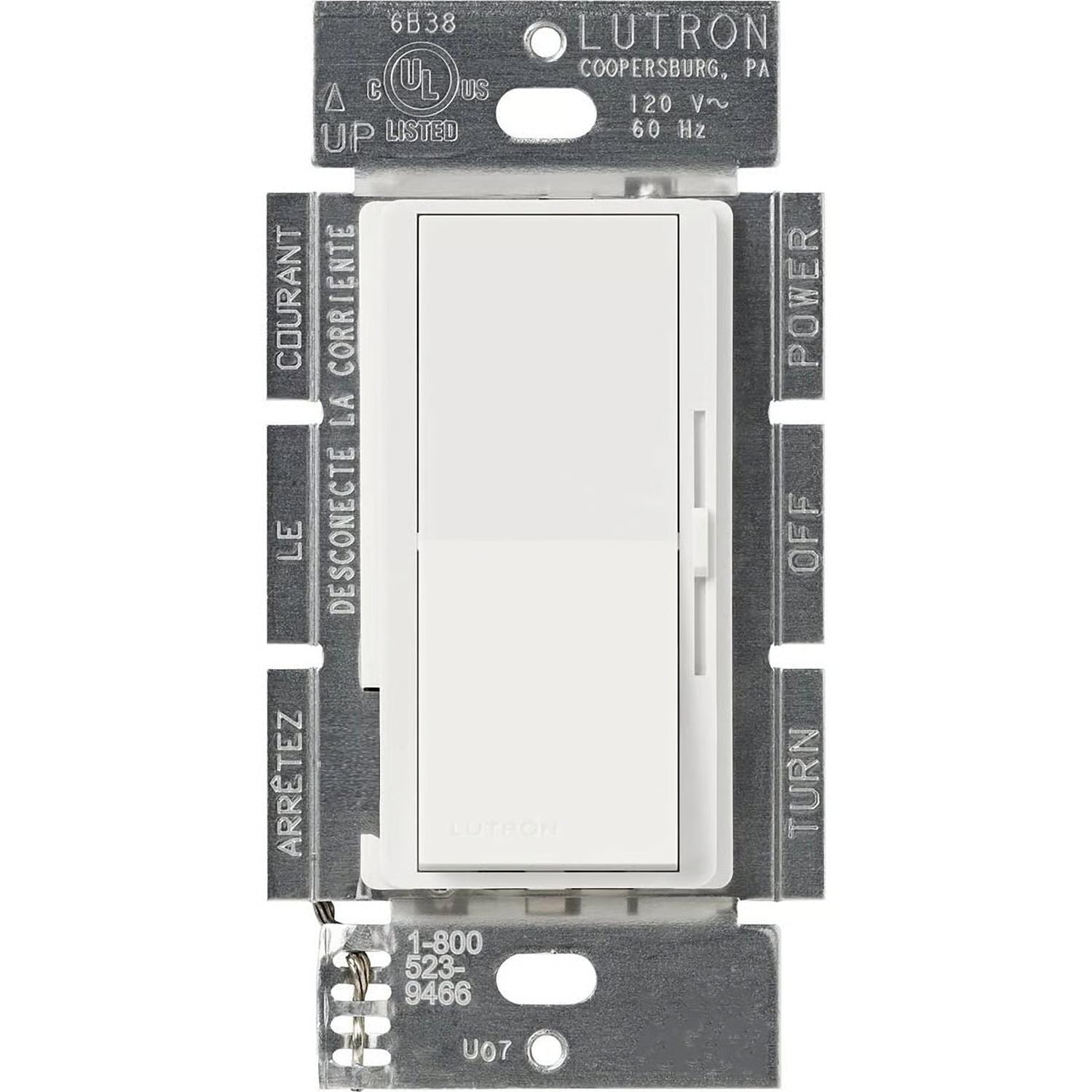 Lutron DV-10PH-WH Diva Dimmer Switch 1000W 120V White Single Pole
