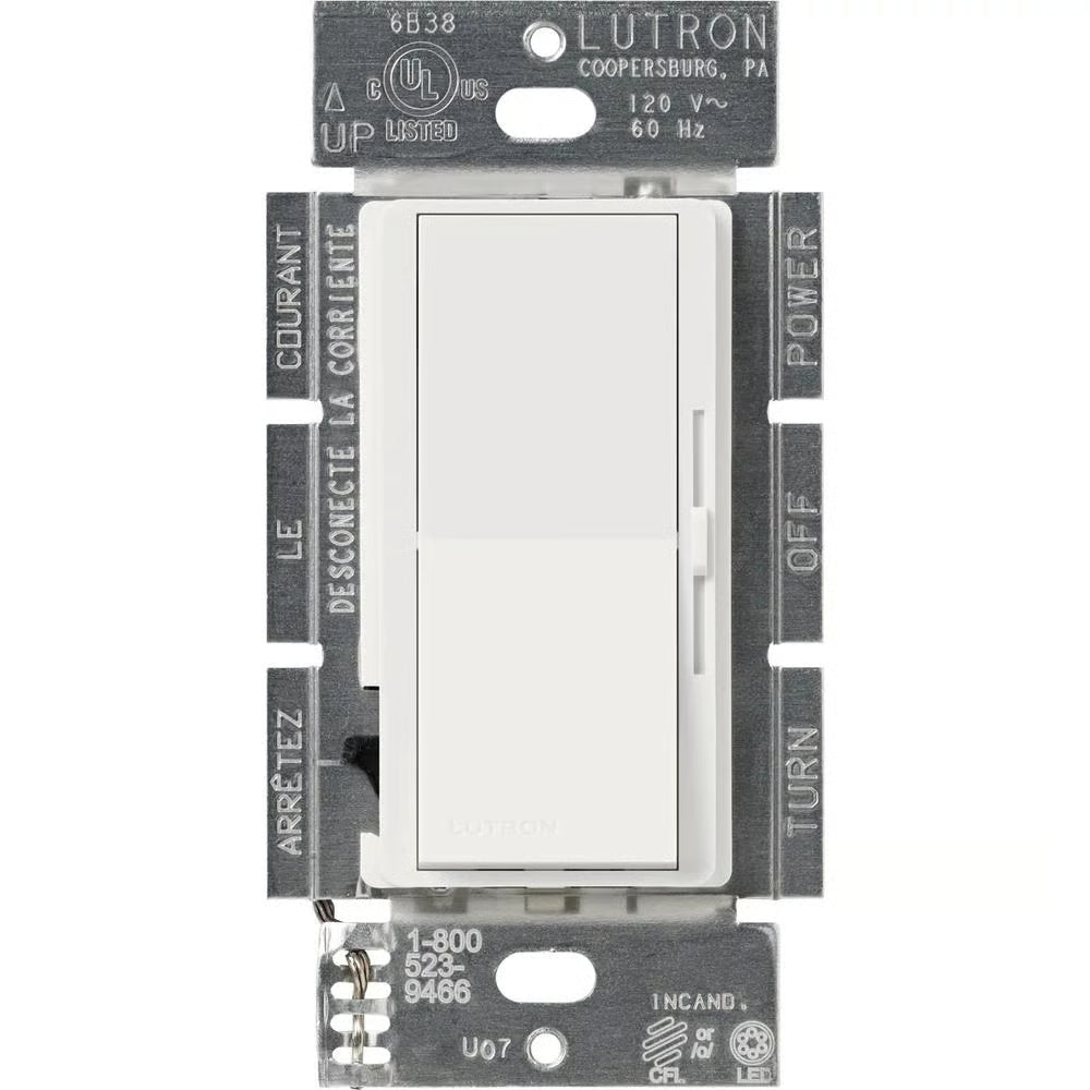 Lutron DVSCCL-253P-SW Diva LED Dimmer 250W 120V Snow White Single Pole 3 Way