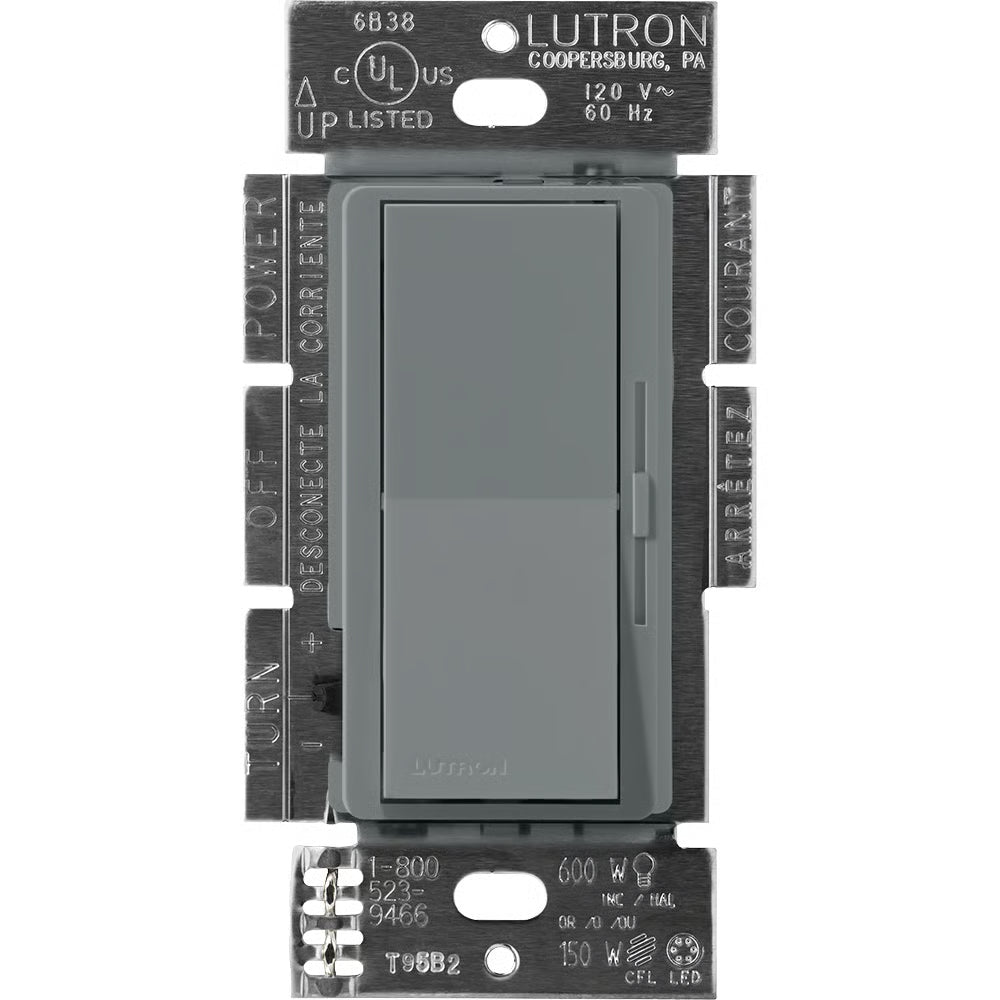 Lutron DVSCF-103P-SL Diva 3 Wire Dimmer 1000W 8A 120V Slate Single Pole 3 Way