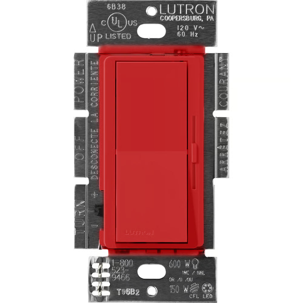 Lutron DVSCF-103P-SR Diva 3 Wire Dimmer 1000W 8A 120V Signal Red Single Pole 3 Way