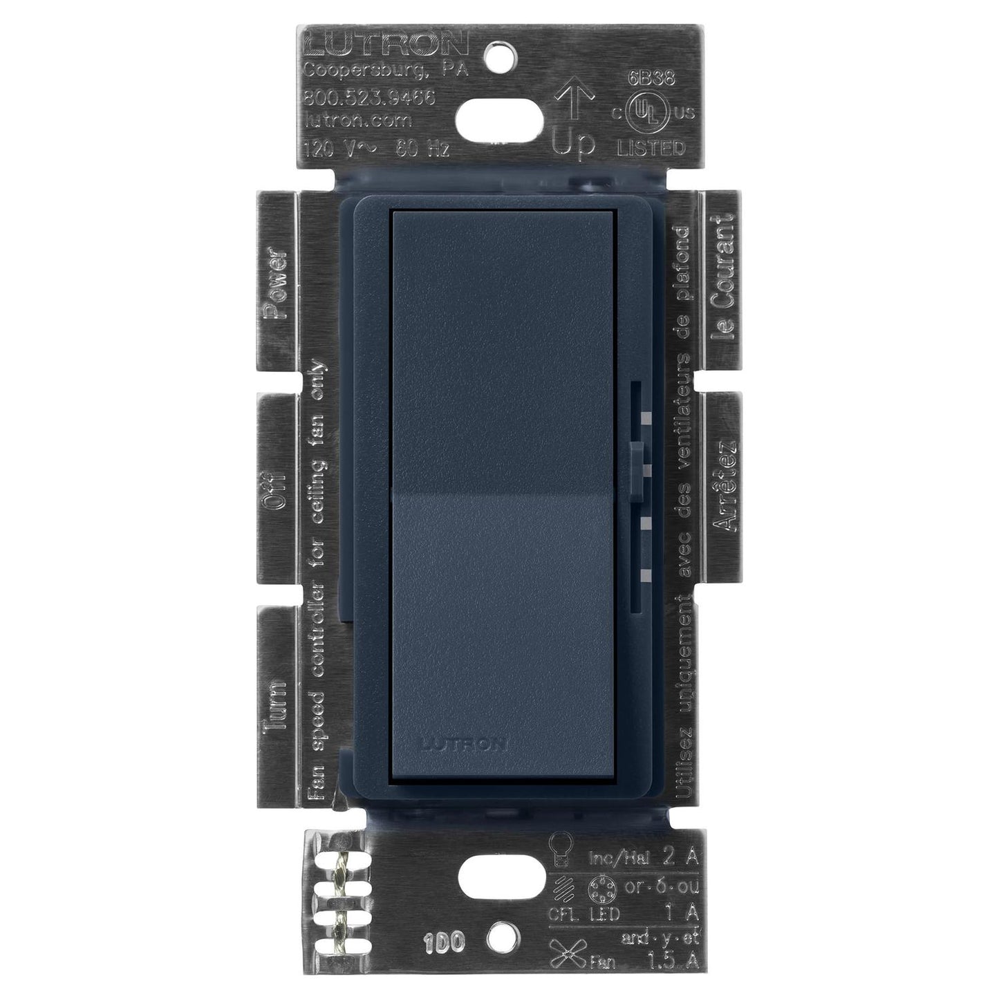 Lutron DVSCFSQ-LF-DE Diva Quiet Single Pole 3-Speed Fan Control and Light Switch - Finish: Deep Sea
