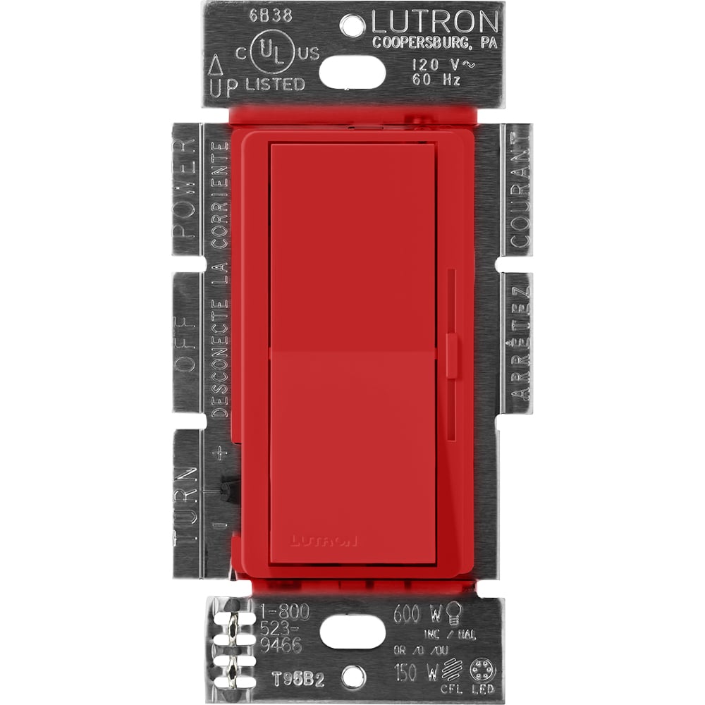 Lutron DVSCLV-603P-SR Diva Magnetic Low-Voltage 3-Way Dimmer With Night Light - 450W Max - Finish: Signal Red