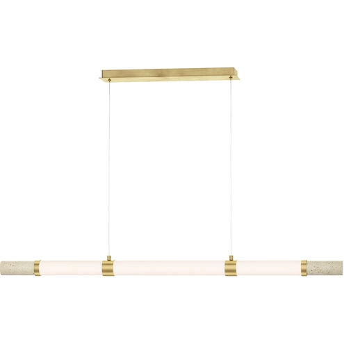 ET2 Contemporary Lighting E11056-01TVGLD 53.75 Inch Travertine linear Pendant Ceiling Light - CCT: 3000K - Finish: Gold