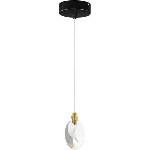 ET2 Contemporary Lighting E11071-122BKPG 1.5 Inch Pebble Single Pendant Ceiling Light - CCT: 3000K - Finish: Black and Polished Gold