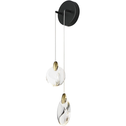 ET2 Contemporary Lighting E11072-122BKPG 4.75" Pebble ADA LED Wall Sconce Light in Clear Crystal - CCT: 4000K - Finish: Black and Polished Gold