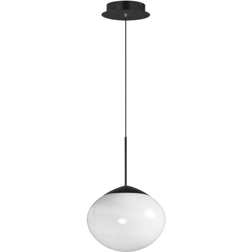 ET2 Contemporary Lighting E11521-113BK 9.5" Nimbus LED Single Pendant Ceiling Light With White Cirrus Glass Shade - Finish: Black