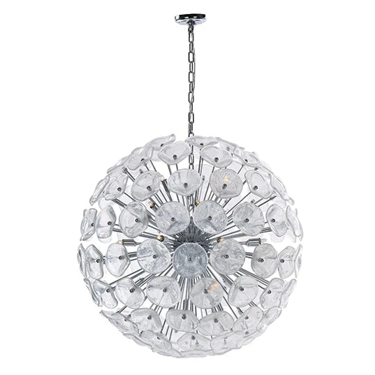 ET2 Contemporary Lighting E22096-28 31.5" Fiori Single Pendant Ceiling Light in Clear Murano - Finish: Polished Chrome