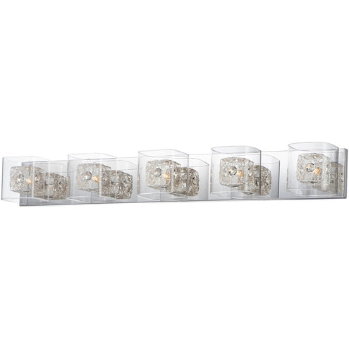 ET2 Contemporary Lighting E22835-18SVPC Gem 5-Light Bath Vanity Light with Silver Shade - CCT: 2900K - Finish: Polished Chrome