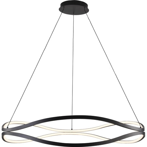 ET2 Contemporary Lighting E22924-BK Curvo 40" Double Ring LED Pendant Ceiling Light - CCT: 3000K - Finish: Black