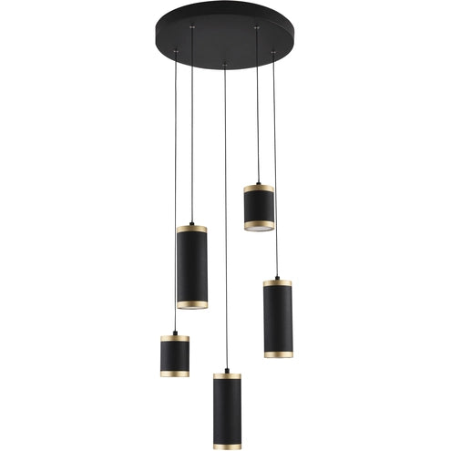 ET2 Contemporary Lighting E22945-BKGLD Cuff 5-Light Pendant Ceiling Light - CCT: 3000K - Finish: Black and Gold