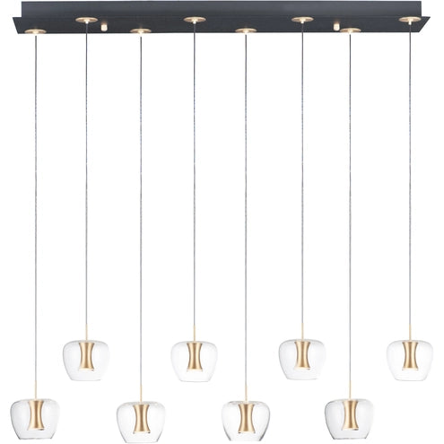 ET2 Contemporary Lighting E24165-18BKGLD Newton 8-Light LED Pendant Ceiling Light - CCT: 3000K - Finish: Black/Gold