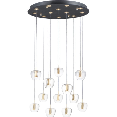 ET2 Contemporary Lighting E24167-18BKGLD Newton 12-Light LED Pendant Ceiling Light - CCT: 3000K - Finish: Black/Gold